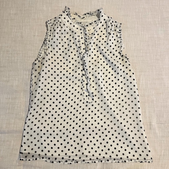 J. Crew Tops - JCrew White Polkadot Sleeveless Blouse